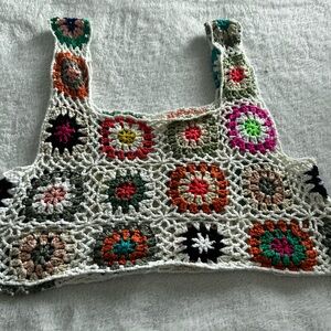 Colorful Crochet Patchwork Top